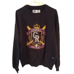 Vintage 90's Colorado Rockies Russell Athletic Long Sleeve Black Sweater Size XL